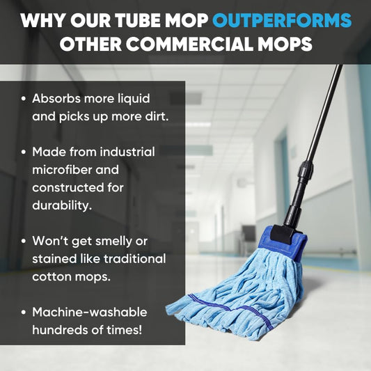 Commercial Mop Head Replacement – 1 Pack Large Yellow Microfiber Tube Mop (18 oz.) | Industrial Wet Mops | Washable Refill, Reusable, Heavy Duty, Looped End Mopheads | Hardwood, Concrete - color: Yellow