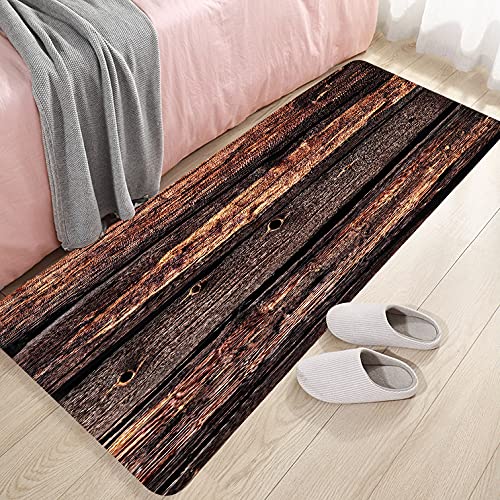 Dark Brown Old Wood Printed Foam Bathroom Non Slip Mat and Absorbent Floor Mat Super Comfort Flannel Door Mat Carpet 59 x 24 inches - color: Multi23, size: 59 x 24 inches