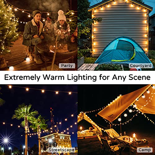 OHLUX Outdoor String Lights 220 Feet Patio Lights with 104 Edison LED G40 Globe Bulbs(4 Spares), 2200K Waterproof Connectable Edison Hanging Lighting for Backyard Balcony Outside Gazebo Party - size: 220FT