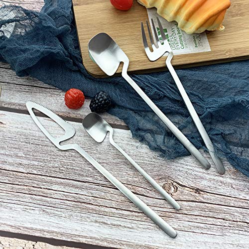 JASHII Honey Jam Spoon, Stainless Steel Mini Coffee Spoon, Teaspoon, 6-piece (Matte Silver) - color: Silver coffee spoon 6pcs, size: service 6