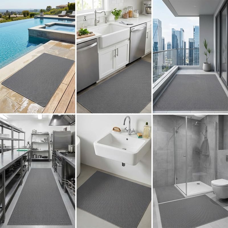 Anti Slip Drainage Mat Cutable Pool Flooring Bathroom Mats 3FTX18FT PVC Mesh Rubber Matting Heavy Duty for Garage Restaurant Basement Commercial Kitchen - size: 3FTX18FT