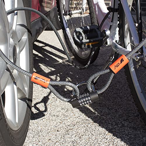 BV Heavy-Duty 15FT Security Cable with Loops - 10mm (3/8 Inch) Cut-Resistant Braided Steel Cable - Versatile & Weatherproof - Security Chain for Padlock, Chain Lock, Wire Lock - color: Single, style: 15 FT