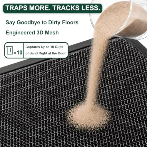 Mibao Meshy Mat Door Mat Heavy-Duty Quick-Dry Floor Mat, Sand & Dirt Trapper for Indoor & Outdoor, Ideal for Entrance, Mudrooms,Patios & Garages,Low-Profile,Non-Slip,Washable, Black, 30" x 17" - color: Black, size: 1'5" x 2'6" (Rectangular)