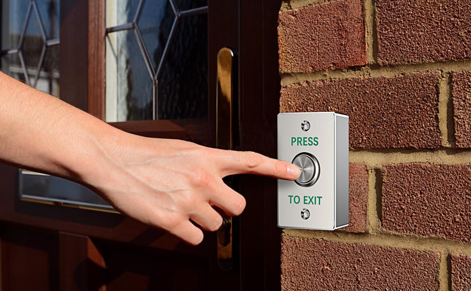 Push to Exit Button for Door Access Control Waterproof Stainless Steel Shell with Back Mounted Box NO/COM Output - color: 93x30mm with Box