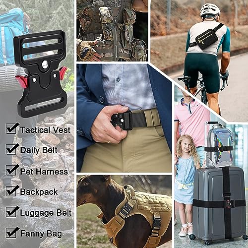 CooBigo 2Pack 2" Tactical Duty Belt Buckle, Metal Tactical Buckle Clasps for Luggage Strap, Dog Collar Hardware, Harness, Hunting Bags Clips Accessories Replacement - color: E: 2" Black 2pcs