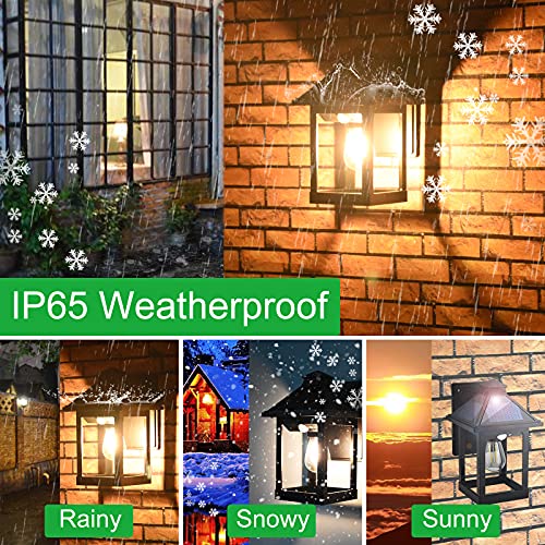 CYHKEE Solar Wall Lanterns Outdoor with 3 Modes, Dusk to Dawn Motion Sensor - color: Black (1 Pack)