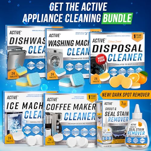ACTIVE Ice Machine Cleaner Maker Descaler - 24 Clean Tablets Compatible with Frigidaire, Opal, GE Profile, Kitchenaid, Nickel Safe Scale Remover for Countertop, Nugget Ice Makers - Bulk 1 Year Supply - style: 24 Tablets Descaling Cleaner for Ice Maker