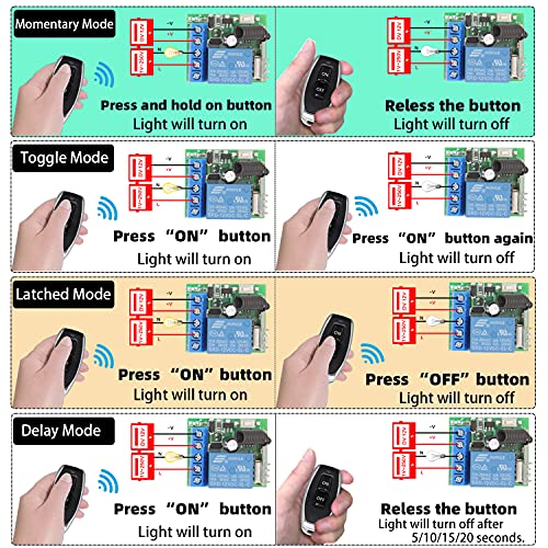 DieseRC 433Mhz Universal Wireless Remote Control Switch DC 12V 1CH RF Relay Receiver Module with 5 Transmitters EV1527 Learning Code Remote Switch - color: 1 Recever and 5 Transmitters