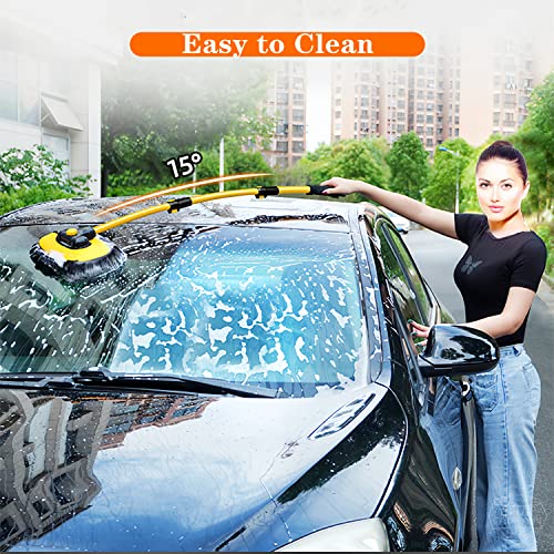 MVEQRRN 15° Curved Chenille Car Wash Brush Mop with Long Handle(Yellow) - color: Yellow-003