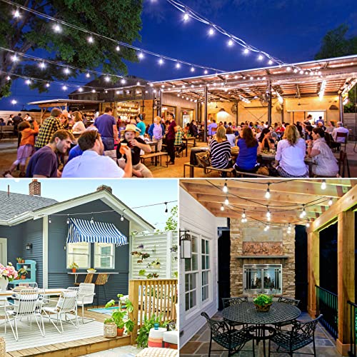 Lakumu 48FT Outdoor String Lights with Shatterproof E12 S14 Edison Bulbs - color: Black-5000K, size: 48FT