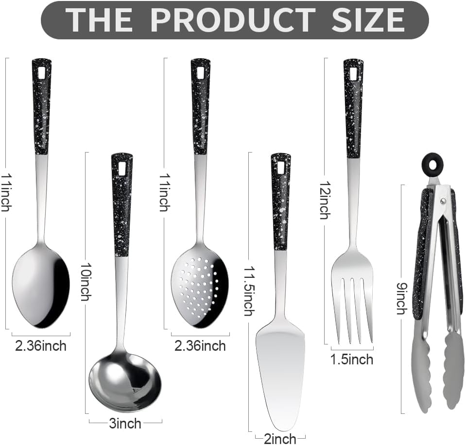 Stainless Steel Metal Serving Utensils Set - color: 10 pack Serving Sets