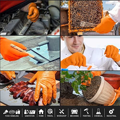 Dura-Gold Orange Diamond Textured Nitrile Disposable Gloves, 8 Mil, X-Large - size: Medium