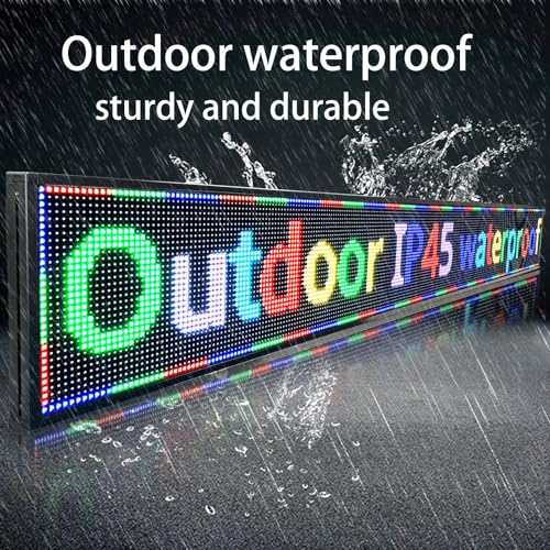 P10 Outdoor Led Sign Programmable Scrolling Digital Display Screen Message Board Bar Custom WiFi Control Store Advertising Open Sign for Businesses Electronic Full Color Word Light (115"x14") - size: P10 115"x14" Indoor & Outdoor