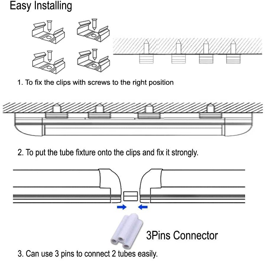 T8 LED Light Tube, 4FT 60W, 6500Lm, 6500K Cool White Clear Cover, 4FT Tube Light,Linkable Integrated Fixture,T8 LED Shop Light for Garage,Warehouse,25PCS - size: 4FT 25PCS Clear Cover