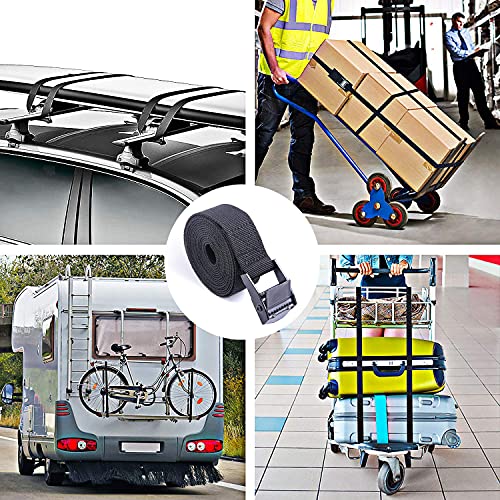 Premium Lashing Nylon Strap - Cam Buckle Tie Down Straps Heavy Duty Secure Straps up to 500 lbs Capacity for Motorcycle,SUP, Kayak, Canoe, Surfboard, Cargo, Boat,Trailer, Moving(1'' x 6.5Ft Black) - size: 4 PCS