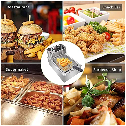 Deep Fryer with Basket 12.7QT 1700W Electric Fryer for Home&Commercial Use - size: 6L
