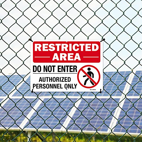 T&R Large Restricted Area Do Not Enter Authorized Personnel Only Sign,1 Pack,14x10 Inches Rust Free .040 Aluminum,UV Protected, Waterproof, Weatherproof and Fade Resistant,6 Pre-drilled Holes - color: Red - 14" x 10" - 1 Pack