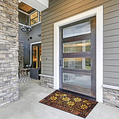 Durable Door Mat Welcome Mat Indoor Outdoor,17x30 Inch Heavy Duty Non-Slip Rubber Front Door Mat Outside Entrance Rug,Apply to Home High Traffic Area, Patio, Farmhouse,Entryway Floor Mats - size: 1'6" x 2'6" (Rectangular)