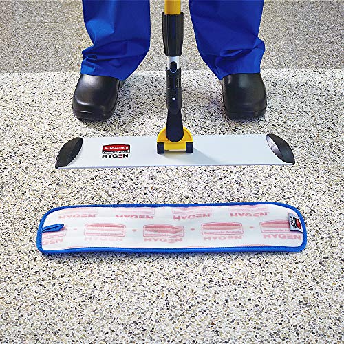Rubbermaid Commercial Products 18-Inch Blue Microfiber Mop Head, Single-Sided Heavy Duty Cleaning Cloth, Ideal for Hardwood, Tile, Laminated Floors in Kitchen, Lobby, Office - style: Reusable Microfiber Blue - 1ct