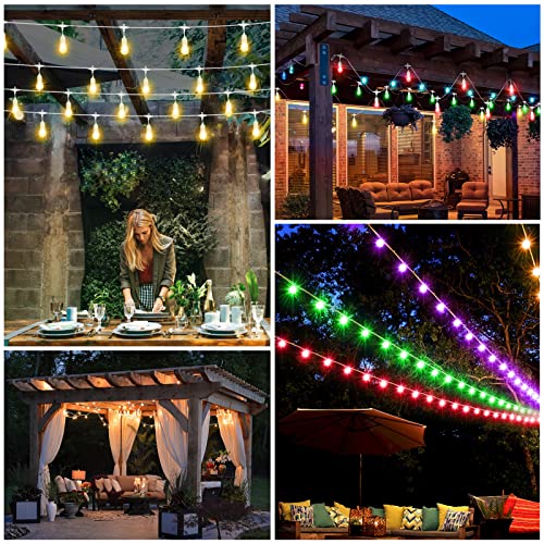 Mlambert Multicolor 48FT LED Outdoor Patio String Lights with Remote, White - color: White