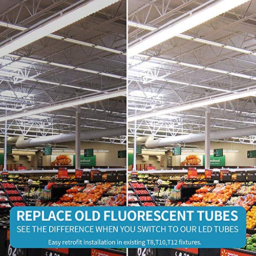 8FT LED Shop Light Fixture,Integrate T8 Linkable Shop Lights,Plug and Play,100W 6000K,Fluorescent Tube Lamp Replacements for Garage Warehouse,Factory, Workshop(6-Pack)