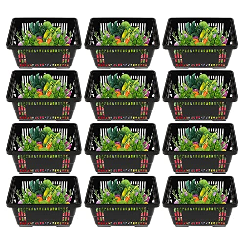 Shopping Basket Basket With Handles, 21L Portable Grocery Basket for Supermarket,12 PCS Black Shopping Basket for Bookshop, Retail Stores, Supermarket,Laundry - color: Black