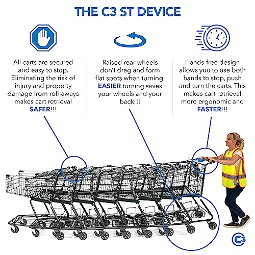 C3 ST Device for Complete CART Control - Make Shopping cart Retrieval Easier, Safer, Faster. Reduce wear on Wheels. Improve Productivity. Assembled in The USA. (Orange) - style: Orange
