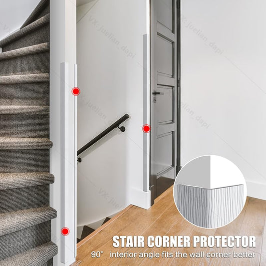 Wall Corner Protector, Walls Edge Protector,Self-Adhesive Wall Corner Guards,PVC Double Side Edge Protector, Furniture Stairs Guard (White Wood Grain 2PCS 100cm/39.37in) - color: White Wood Grain, size: 2.5x100cm/0.98x39.37in