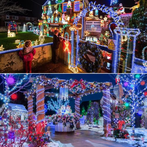 100ft LED Rope Lights Outdoor, 720 LED Connectable and Flexible Tube Lights with 8 Modes, Waterproof LED Rope Lighting for Garden Patio Bedroom Party Pool Indoor Outdoor Christmas Decor (White & Blue) - color: White & Blue, size: 100ft