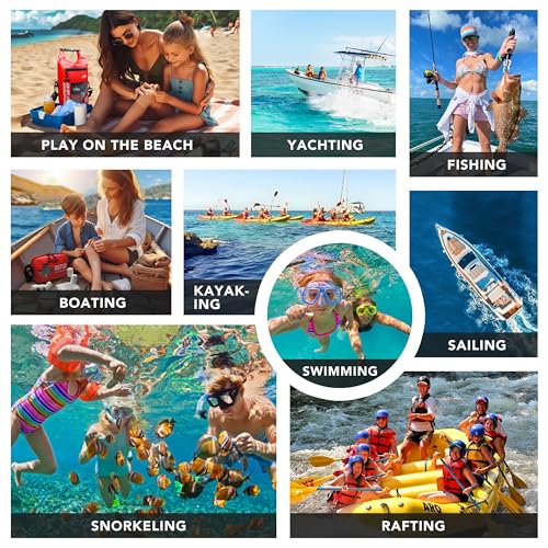 250 PCS IPX6-Waterproof First Aid Kit, Roll Top Reflective Boat Safety Bag