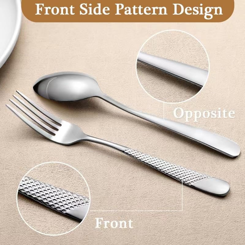 16 Piece Hammered Silverware Set for 4, Premium Food-grade Stainless Steel Flatware Set, Modern Design & Mirror Polished Cutlery Set, Eating Utensil Set Include Fork Knife Spoon Set, Dishwasher Safe - color: Star Silver 16pcs
