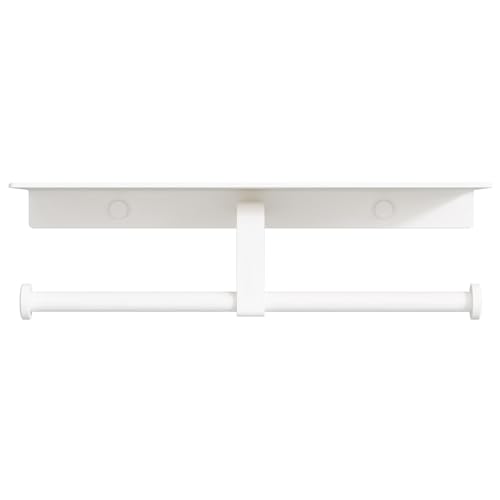 Danpoo Bathroom Toilet Paper Holder with Shelf, Wall Mount, Double Roll, White - color: White