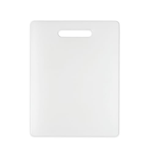 Dexas NSF Polysafe Cutting Board with Handle, 8.5 by 11 inches, White - size: 8.5"L x 11"W, style: Flat