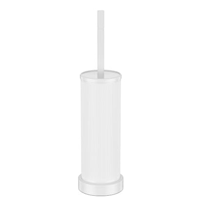 Metal Vertical Grain Toilet Bowl Brush and Holder Set Scrubber White - color: White