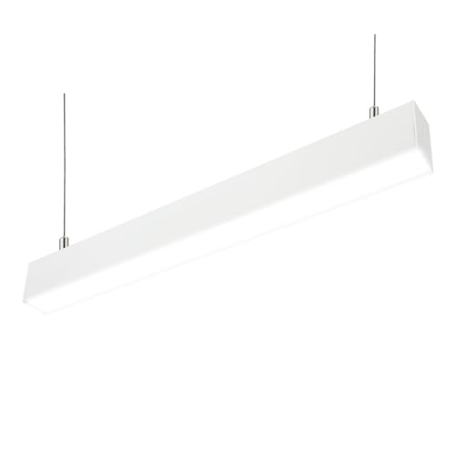 LED Linear Light 4FT, 30W/40W/50W Selectable Hanging Office Shop Light, Up to 5750LM，3000K-6500K Adjustable Architectural Linear Lighting Fixture, Dimmable Suspended Lighting - 1PK - color: White, size: 4FT-1PK