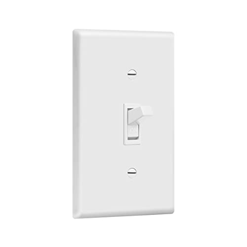 ENERLITES 10 Pack Toggle Light Switch with Wall Plate, Single Pole, White - color: White, size: Switch with Wall Plate
