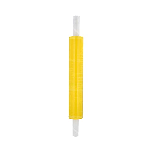 PSBM 1 Roll Yellow Stretch Film/Wrap with Handles 20 Inch x 1000 Feet 80 Gauge, Heavy Duty Industrial Strength Shrink Plastic Wrap for Moving, Packing, Shipping, Pallet Wrapping & Storage - size: 1 Roll, style: Yellow