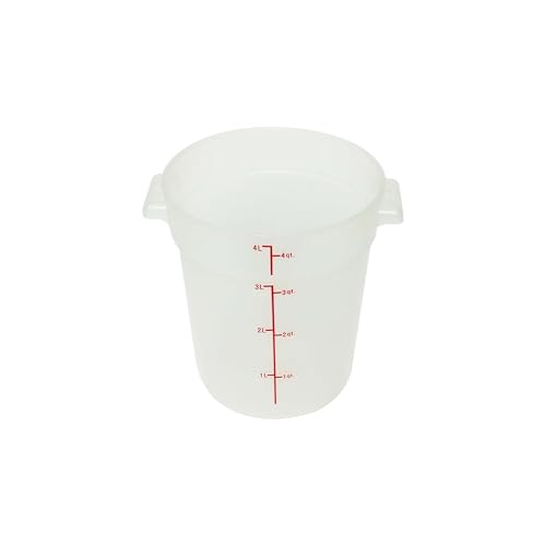 TrueCraftware- 4 Quart Round Food Storage Container Translucent Polypropylene- Commercial Reusable Food Container Canister with Measurement Markings for Meal Prep Pantry Kitchen - color: 4 Quart
