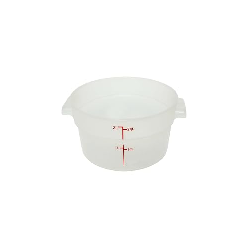 TrueCraftware- 2 Quart Round Food Storage Container Translucent Polypropylene- Commercial Reusable Food Container Canister with Measurement Markings for Meal Prep Pantry Kitchen - color: 2 Quart
