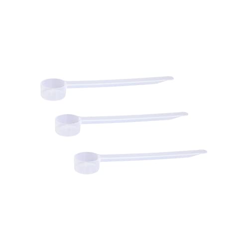 5cc Long Handle Measuring Scoop (1 Teaspoon / 5mL) - Heavy-Duty Plastic Spoon for Powders, Pre-Workout, Supplements, and Spices, 3-Pack