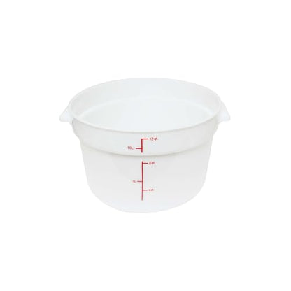 TrueCraftware- 12 Quart White Round Food Storage Container Polypropylene- Commercial Reusable Food Container Canister with Measurement Markings for Meal Prep Pantry Kitchen - size: 12 Quart