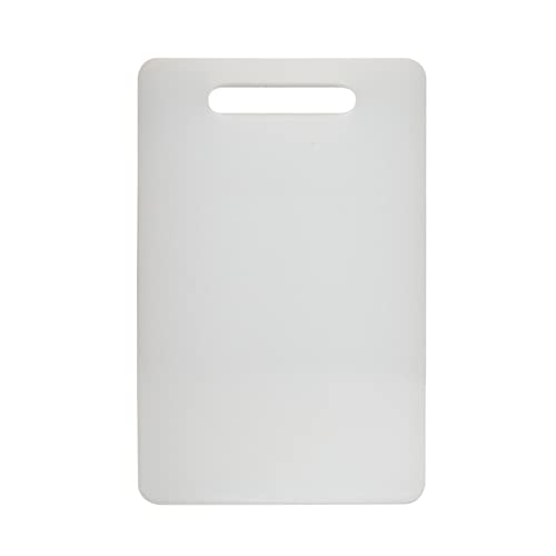 Fotouzy Plastic Utility Cutting Board with Handles, Food Safe PP Material, Dishwasher Safe, Thick Chopping Board, Large Size, Easy Grip Handle, for Kitchen (White) - color: White