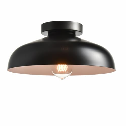 DIRYZON Flush Mount Ceiling Light, 12-Inch Industrial Black Ceiling Light - color: Black