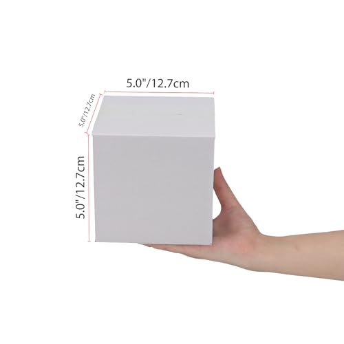 Calenzana 5x5x5 Inches Shipping Boxes Set of 50, White Corrugated Cardboard Box for Packing Mailing Small Business - size: 5x5x5