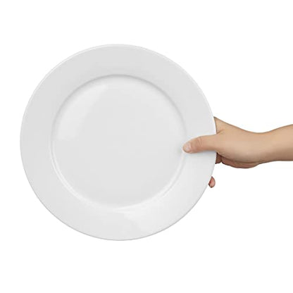 White Porcelain Plates with Wide Rim - 12 Pack by Olympia