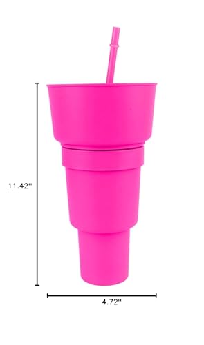 Stadium Tumbler With Snack Bowl 2 In 1 Beverage Cup Top Snack Bowl For Movie Leakproof Snack Tumbler With Straw Portable Reusable Snack And Drink Cup For Home Travel