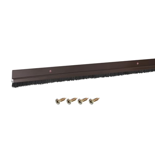 uxcell Door Brush Bottom Sweep H-Shape Aluminum Alloy Base with 0.4-inch PP Brush for Home, Industrial (35-inch L, Brown) - color: Brown, size: 35-inch x 0.4-inch