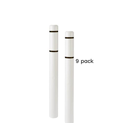BollardGard 4" x 52" 9-Pack Bollard Cover - Innoplast (White Black Tape) - color: White Black Tape, size: 9-Pack