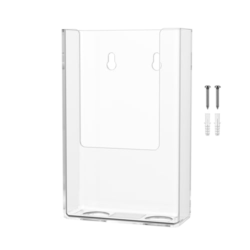 Marketing Holders 6 Pack Trifold Holder with Hanging Hardware for 4" Brochures Pamphlets Maps Menus and Rack Cards Wall Mounting Display for Printed Literature and Graphic Materials