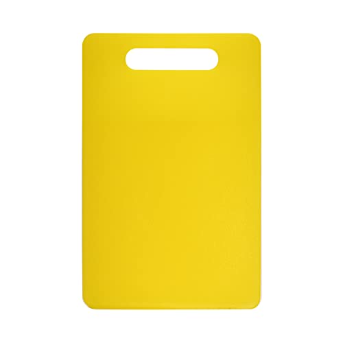 Fotouzy Plastic Utility Cutting Board with Handles, Food Safe PP Material, BPA Free, Dishwasher Safe, Thick Chopping Board, Large Size, Easy Grip Handle, for Kitchen (Yellow),14.2 x 9" - color: Yellow